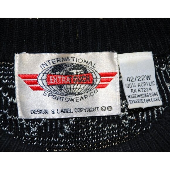 Vintage Extra Touch Black Sweater Womens Size 22W Metallic Floral Retro Pullover - Picture 7 of 8